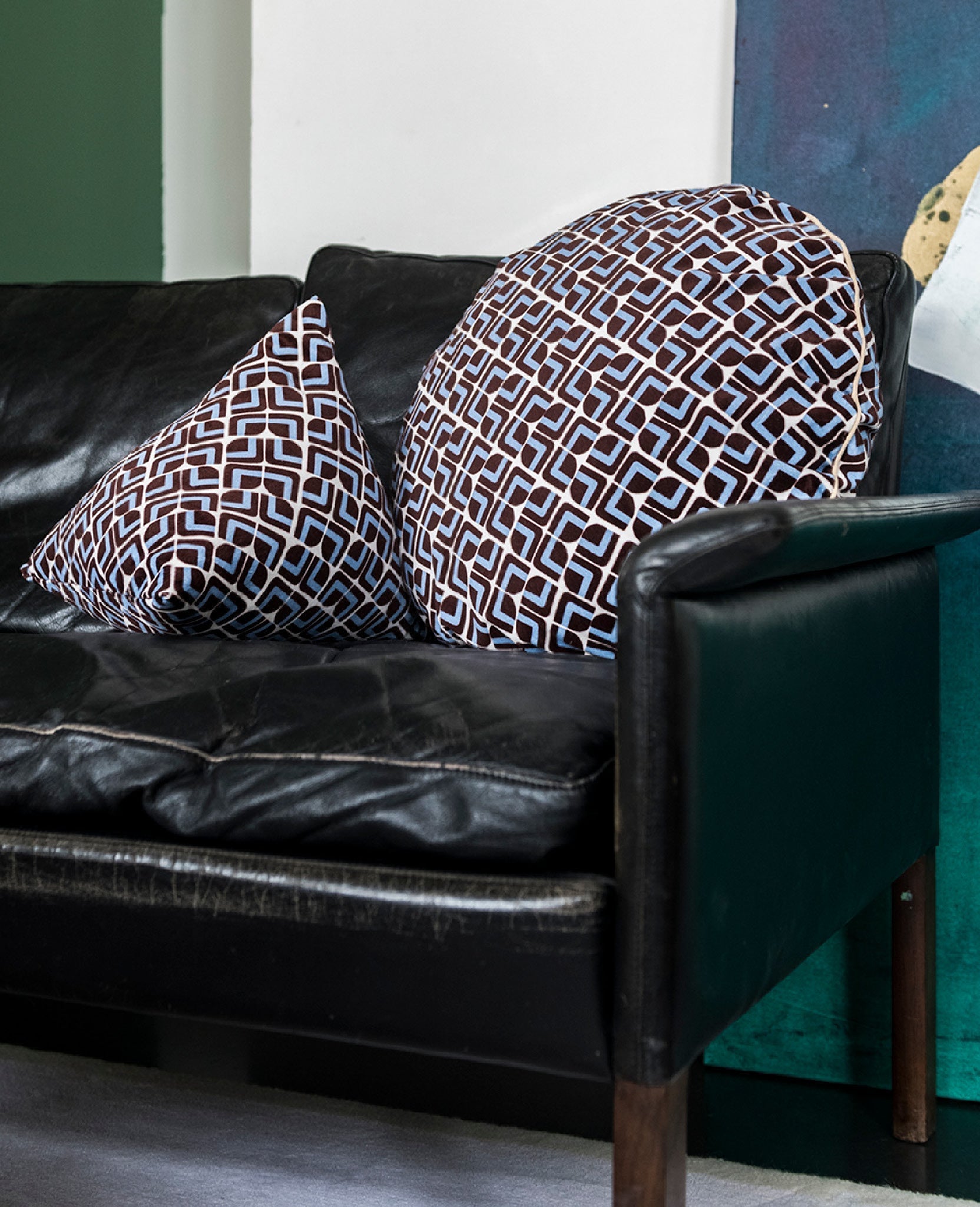 Coussin Bomboloni en velours - Bleu