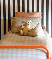 Housse de couette lit simple Bonjour - Bleu et Rose