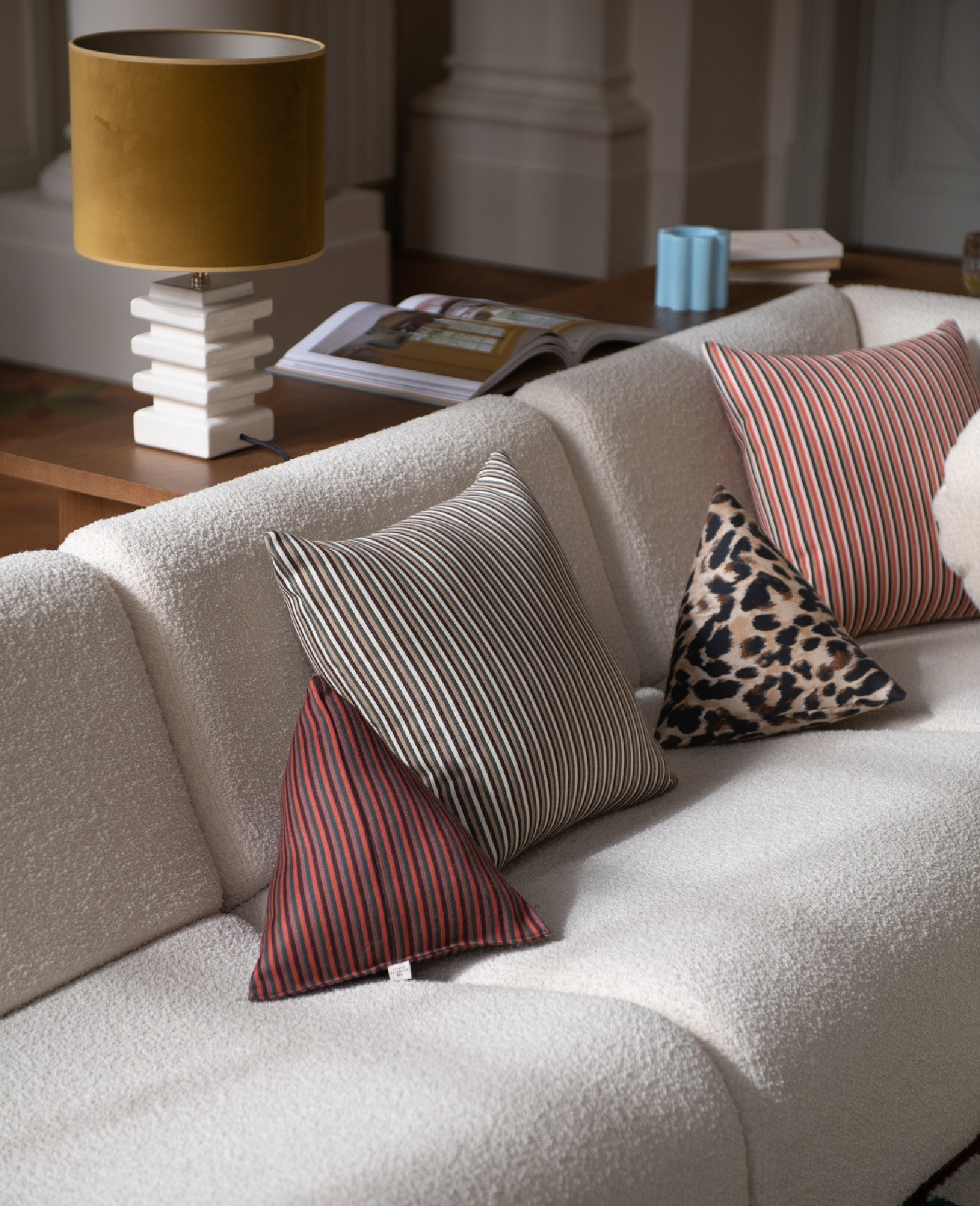 Coussin Divino - Brique et vert