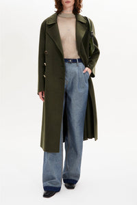 Manteau double face en laine - Kaki