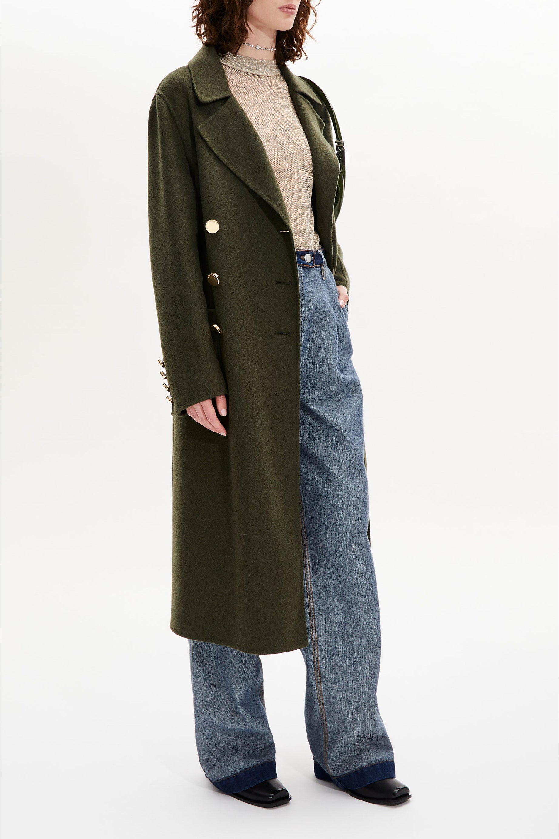 Manteau double face en laine - Kaki