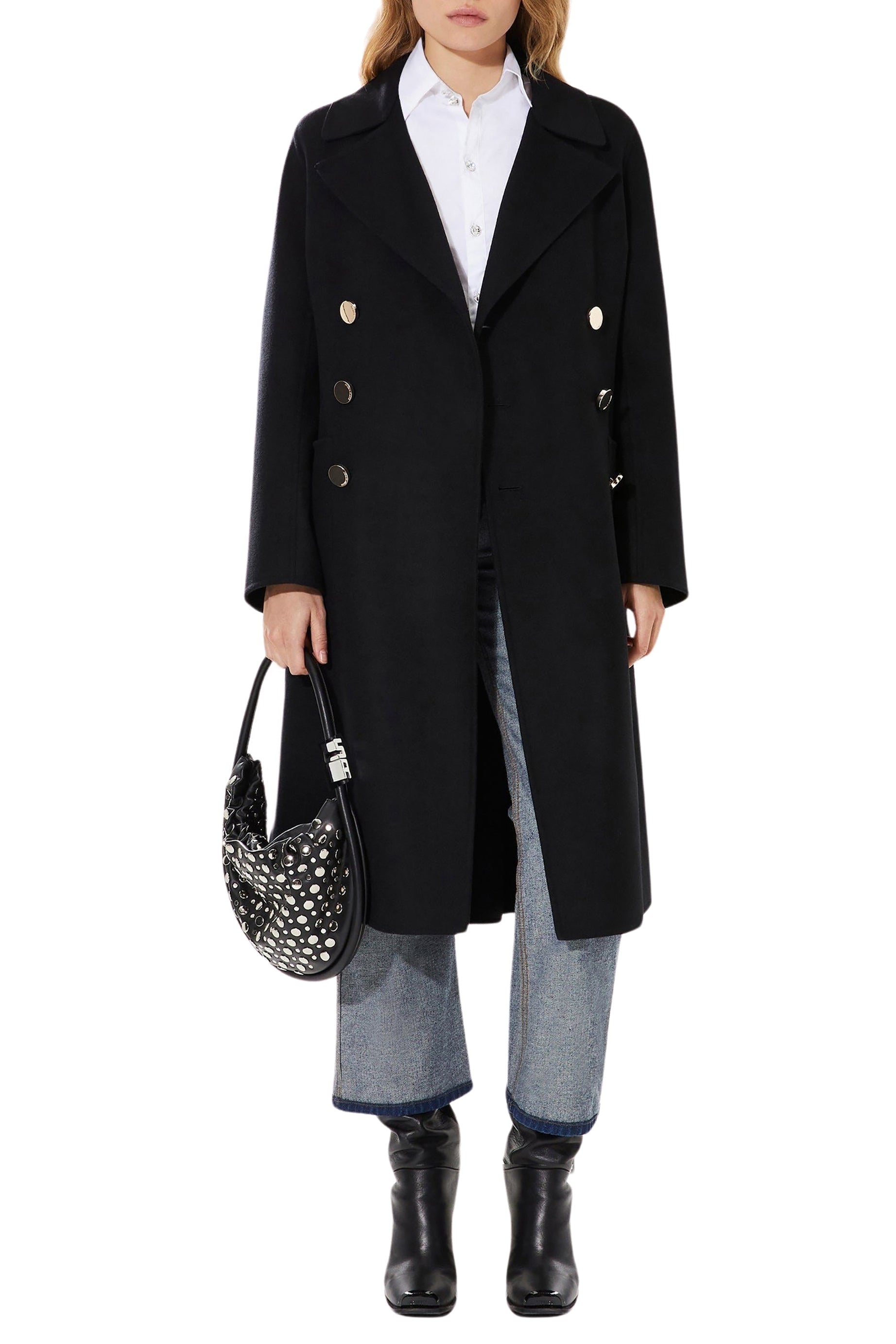 Manteau double face en laine - Noir