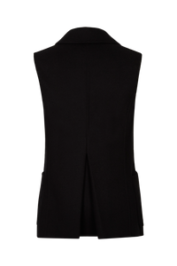 Manteau double face sans manches en laine - Noir