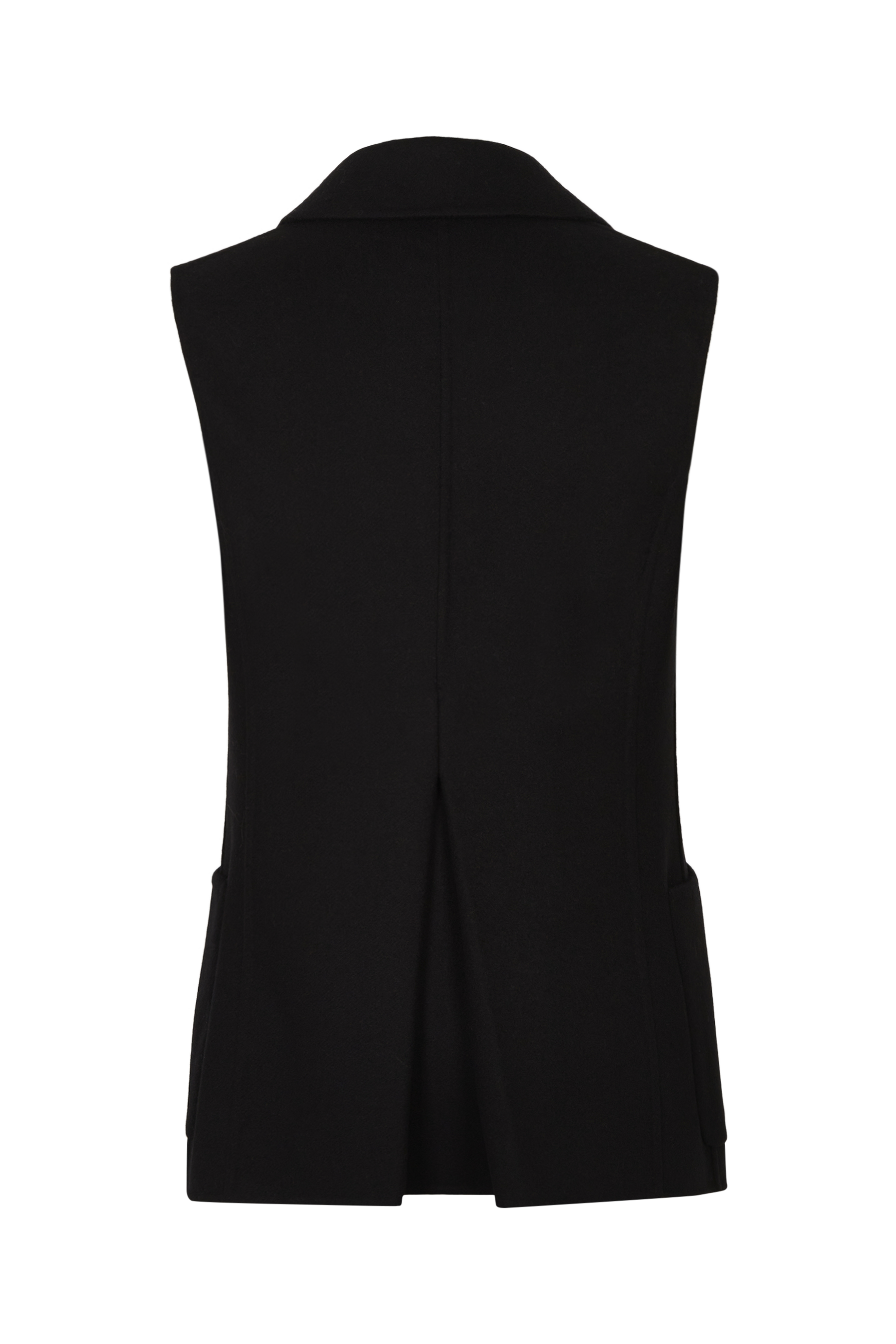 Manteau double face sans manches en laine - Noir