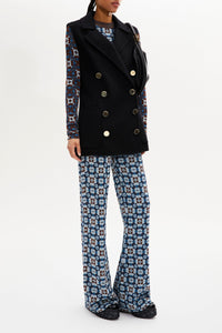 Manteau double face sans manches en laine - Noir