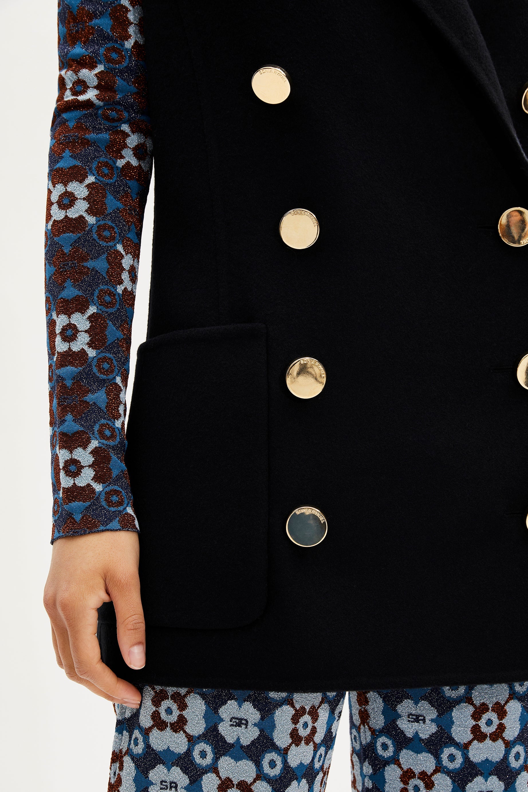 Manteau double face sans manches en laine - Noir