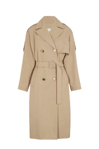 Manteau trench ceinturé à double boutonnage - Beige