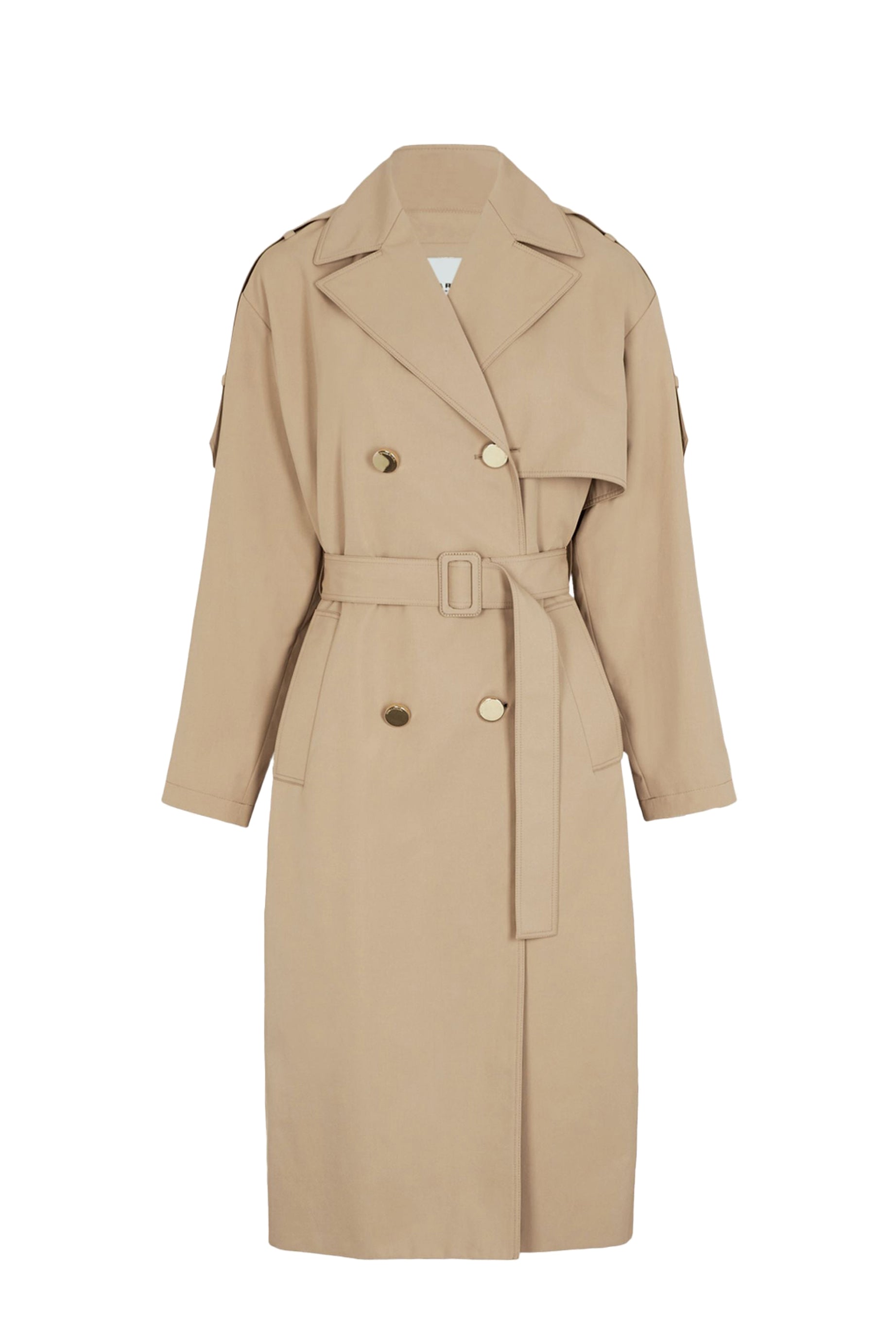 Manteau trench ceinturé à double boutonnage - Beige