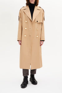 Manteau trench ceinturé à double boutonnage - Beige