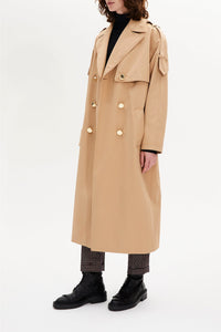 Manteau trench ceinturé à double boutonnage - Beige