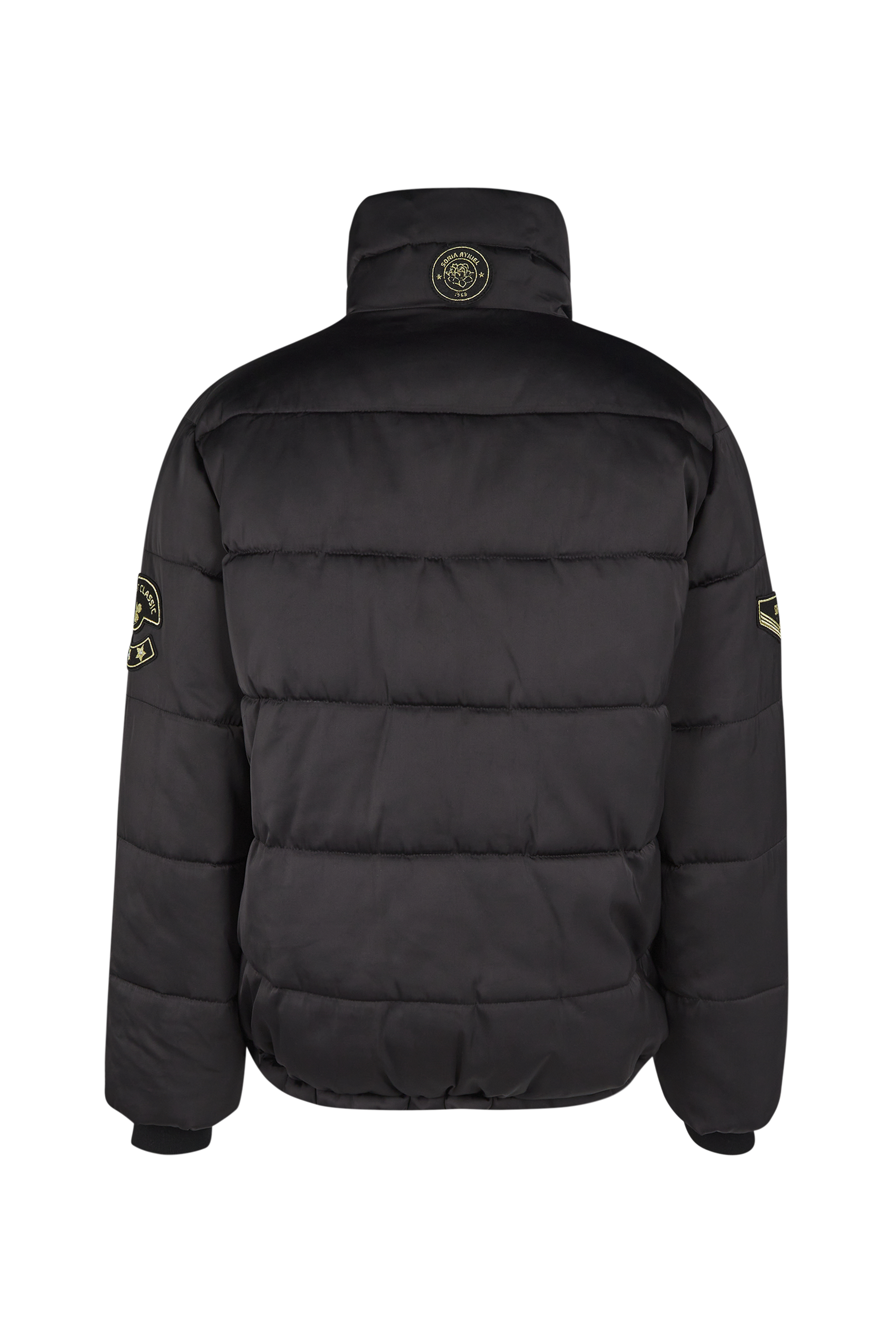 Manteau doudoune courte à patchs - Noir