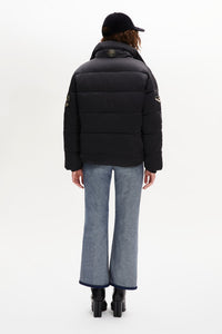 Manteau doudoune courte à patchs - Noir