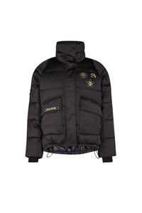 Manteau doudoune courte à patchs - Noir