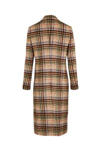 Manteau motif tartan en laine - Carreaux Écru & Lilas