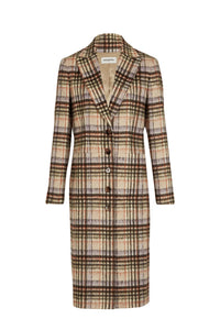 Manteau motif tartan en laine - Carreaux Écru & Lilas