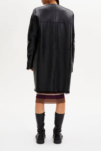 Manteau réversible en cuir - Noir