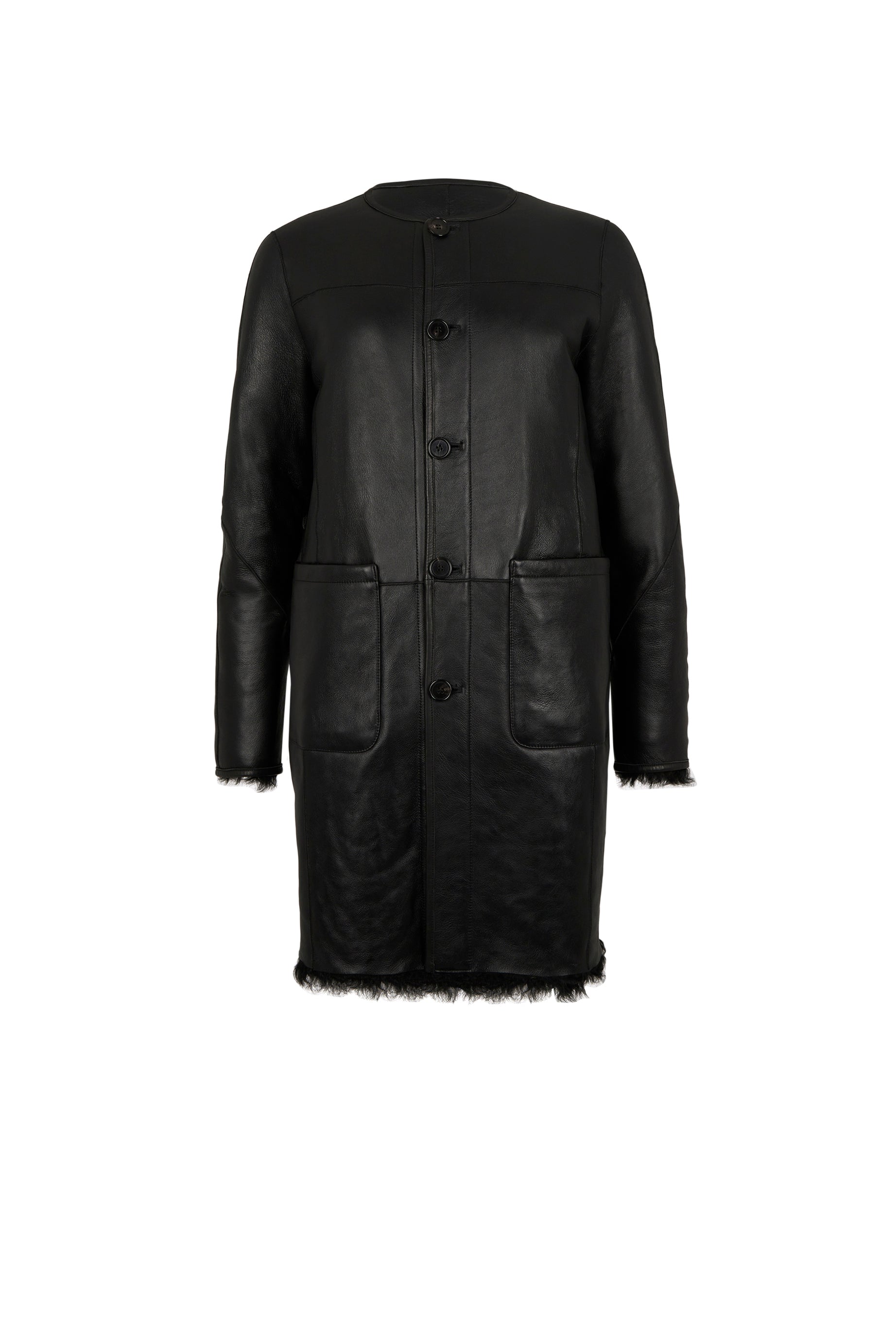 Manteau réversible en cuir - Noir