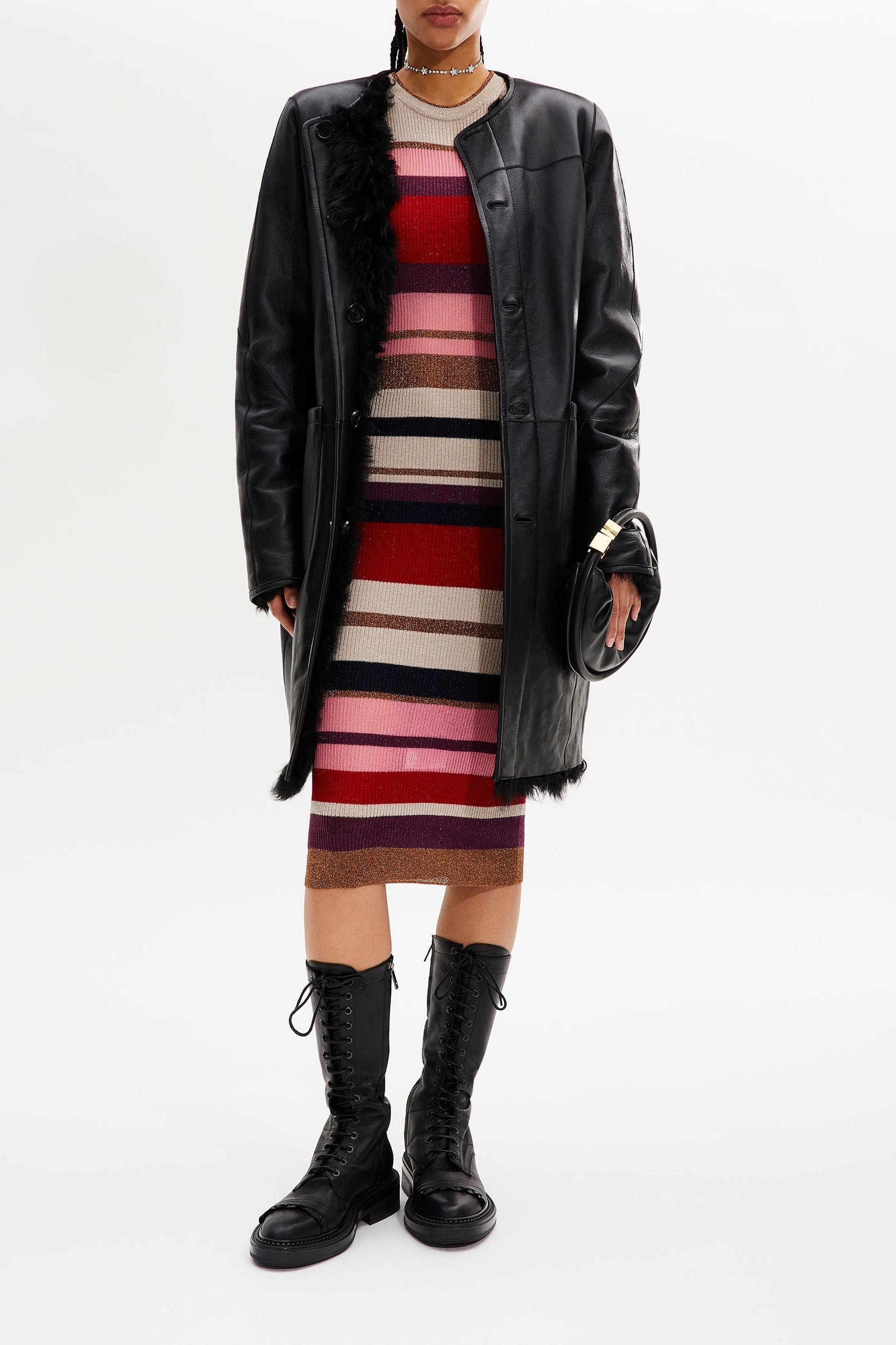 Manteau réversible en cuir - Noir