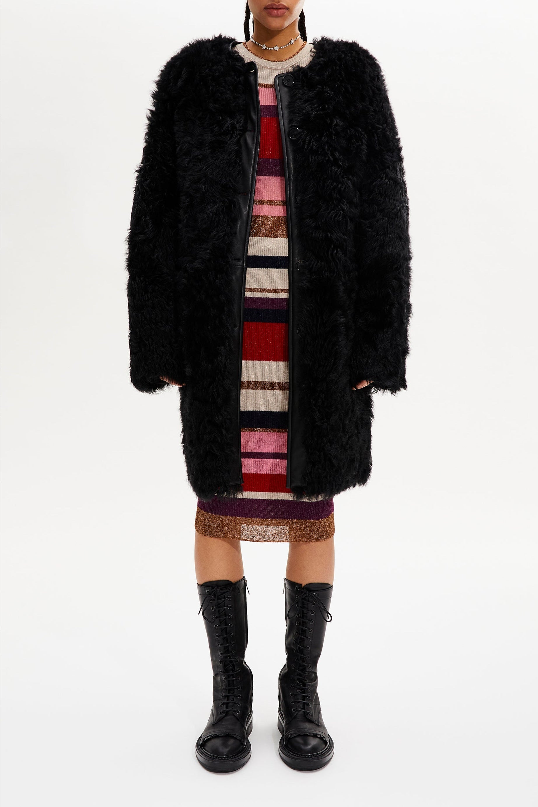 Manteau réversible en cuir - Noir