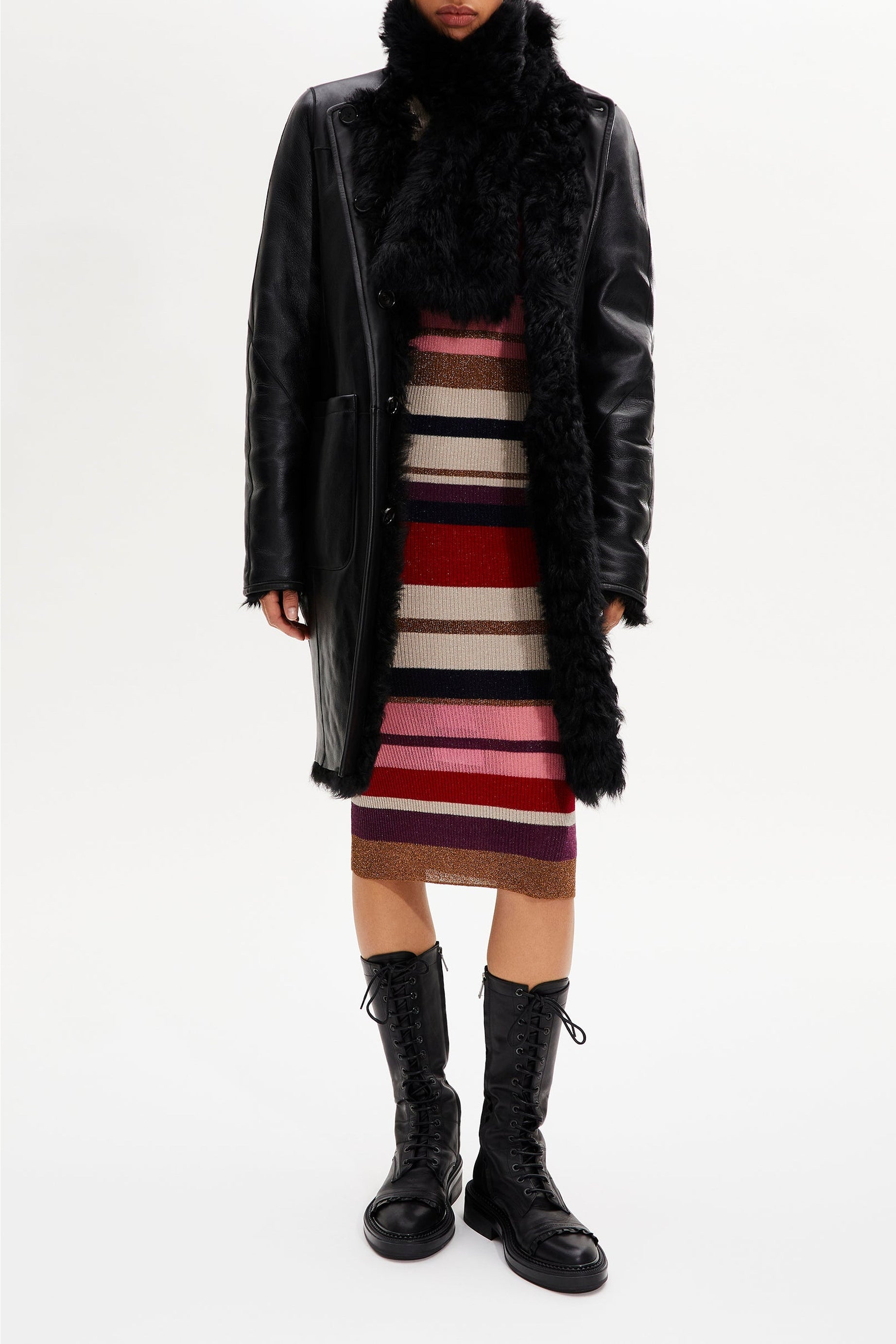 Manteau réversible en cuir - Noir