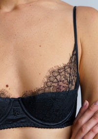 Soutien-Gorge 1/2 cup Marquise en soie - Noir