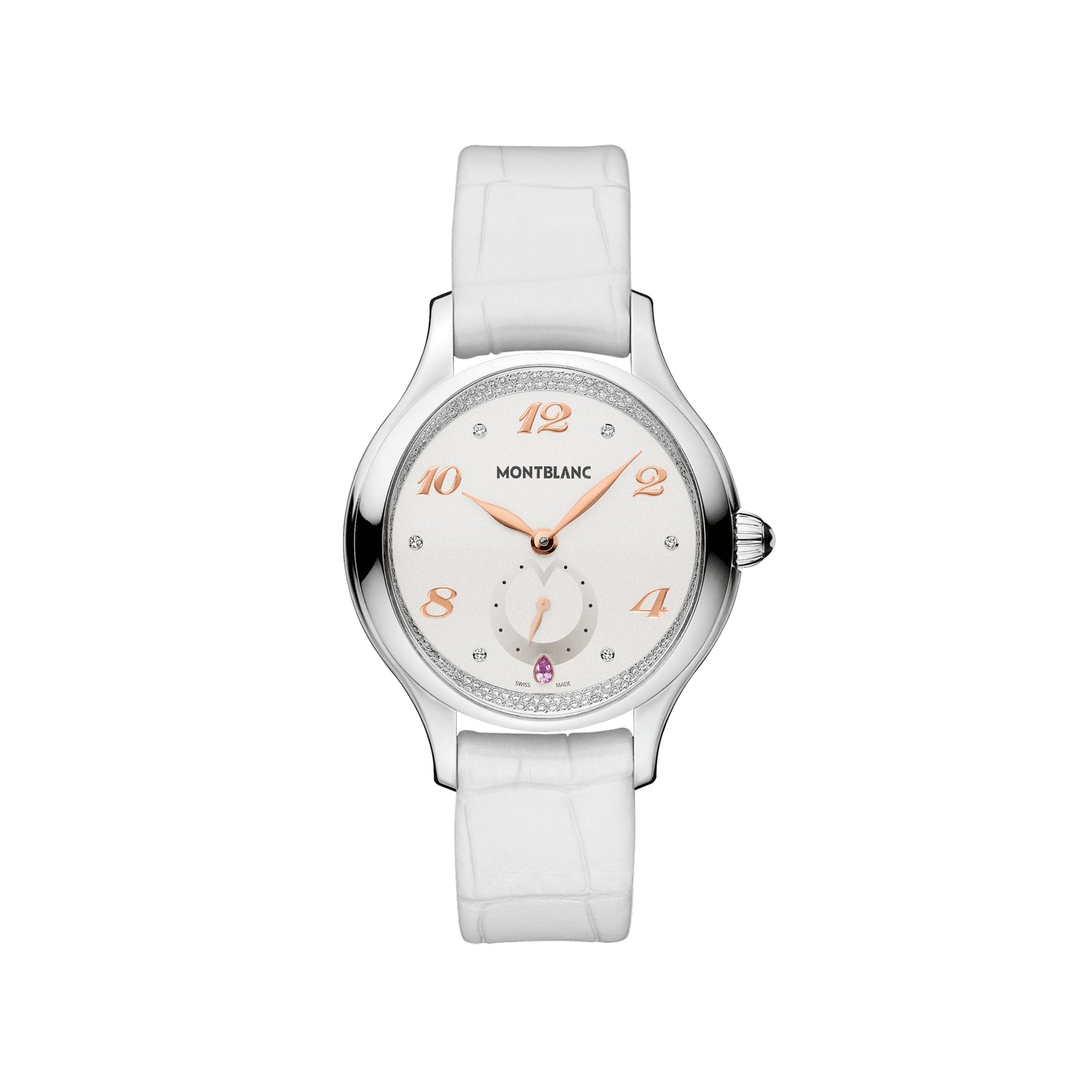 Montre diamant Collection Princesse Grace de Monaco 34mm en alligator - Blanc