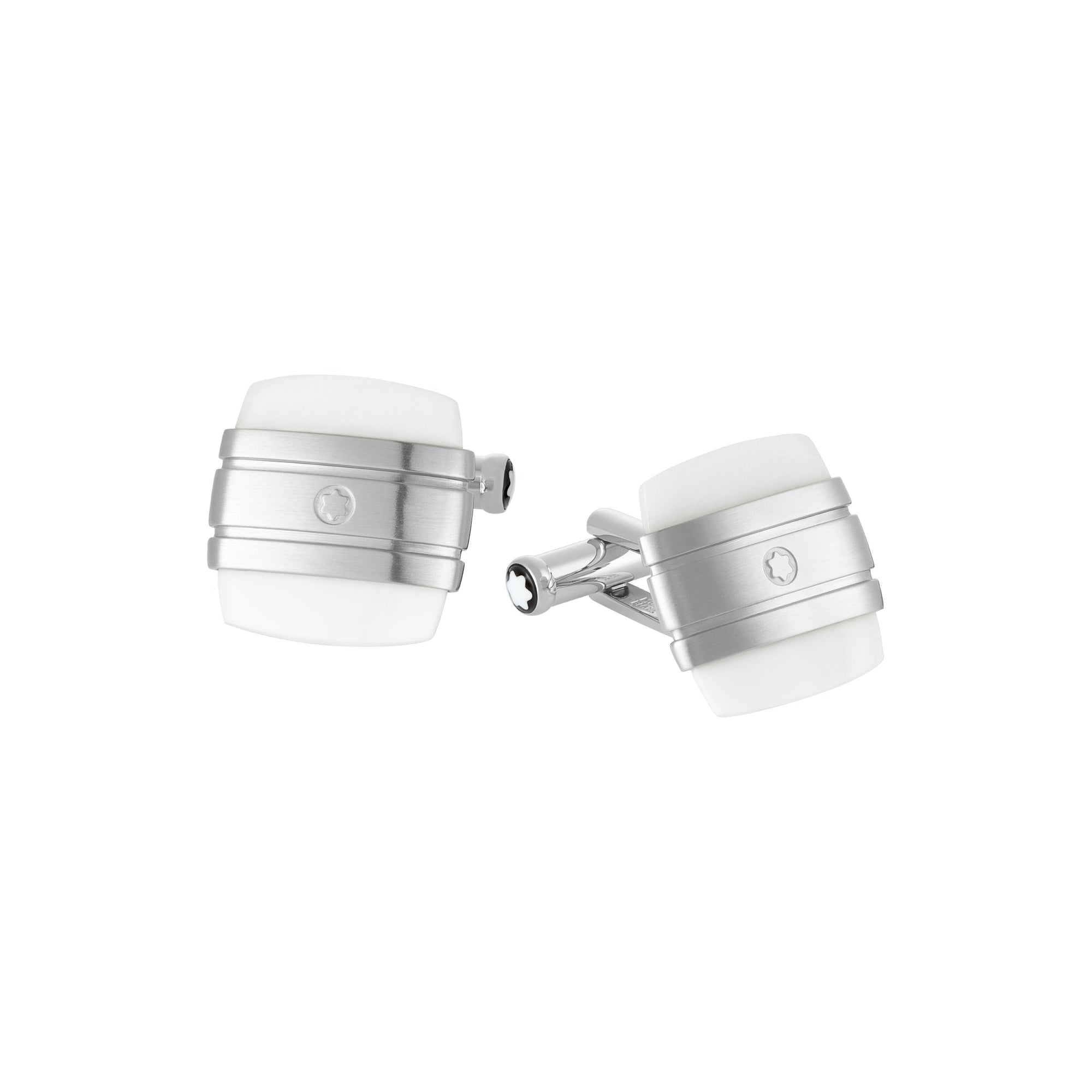 Boutons de manchette carrés classiques - Argent & Blanc