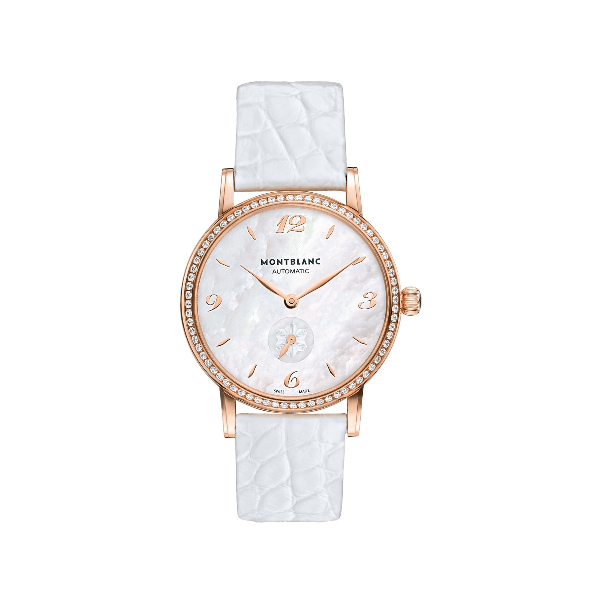 Montre Automatic Star Classique Lady à diamants 34 mm en or - Blanc