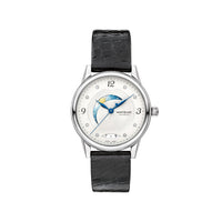 Montre Bohème Day & Night 34 mm à diamants et alligator - Argent & Blanc