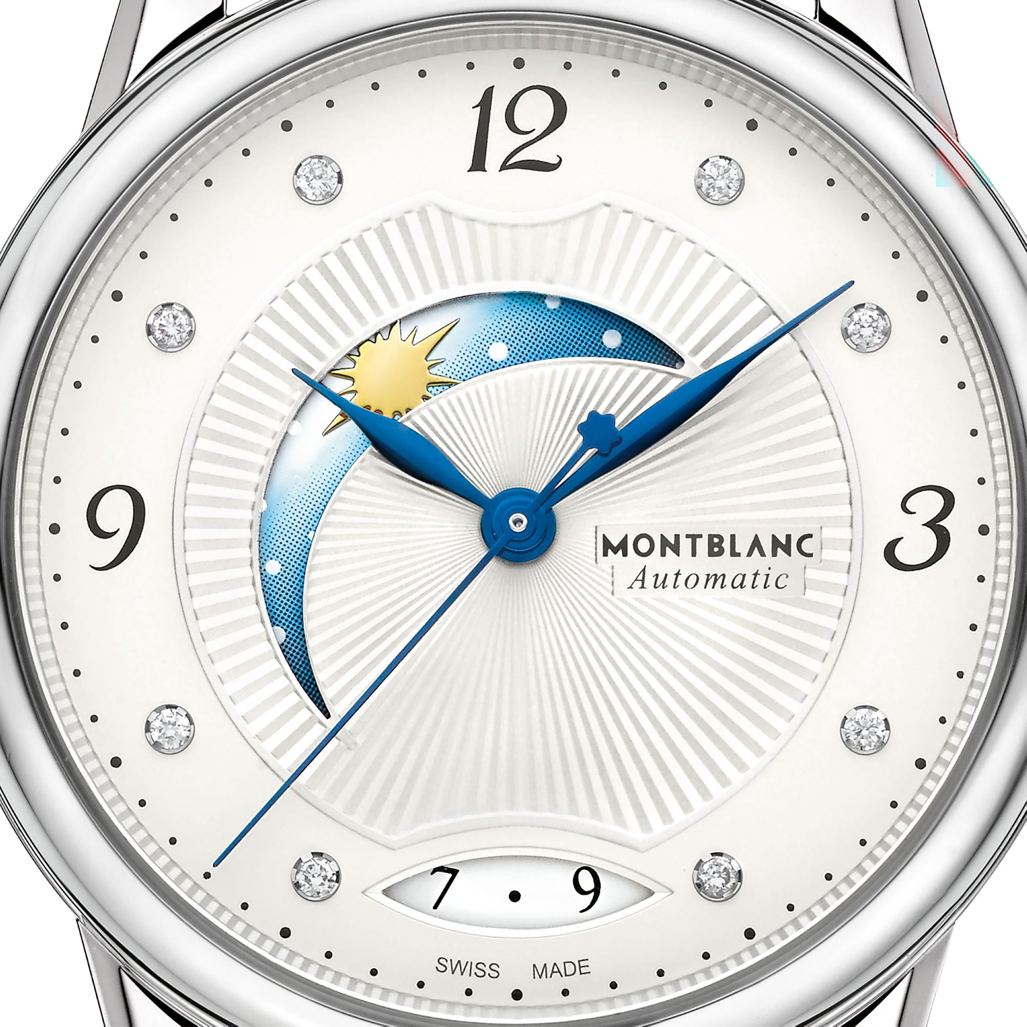 Montre Bohème Day & Night 34 mm à diamants et alligator de second choix - Argent & Blanc