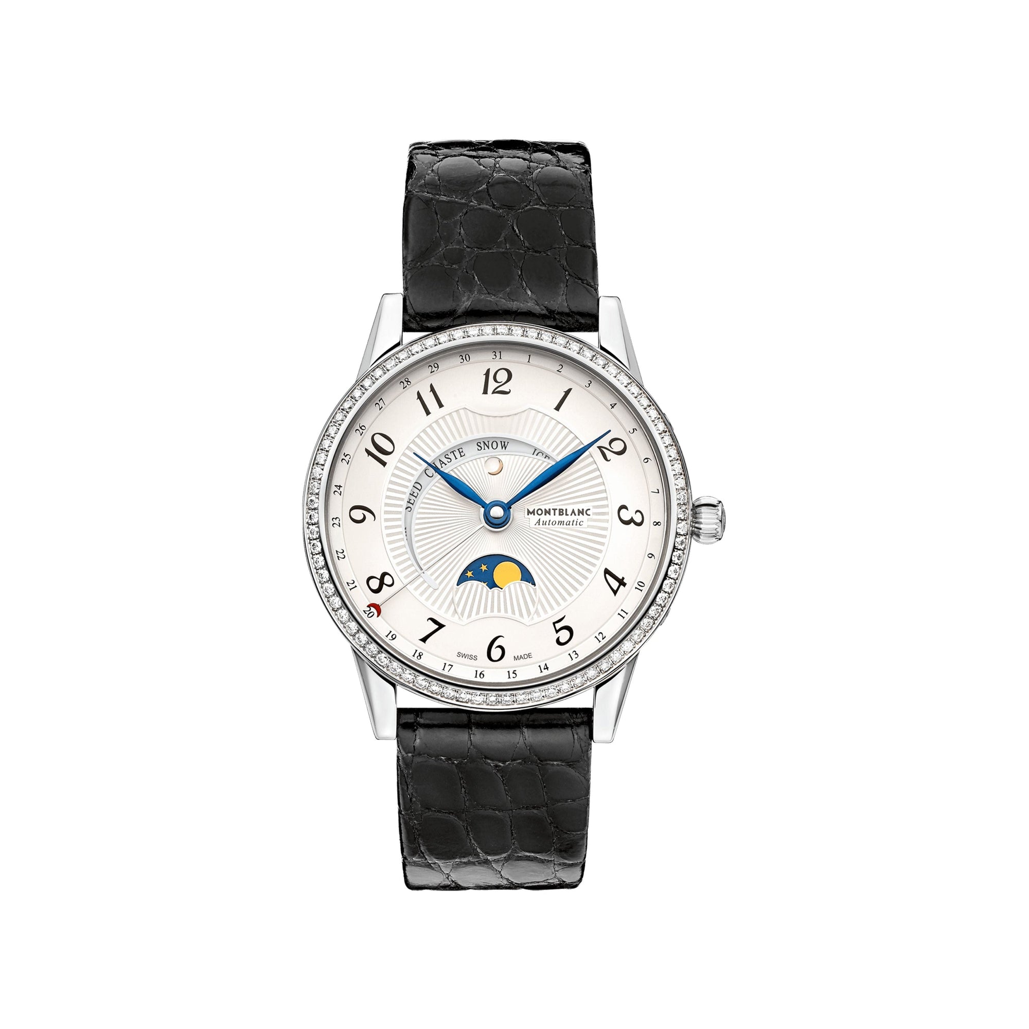 Montre Bohème Moongarden à diamants et alligator 36 mm - Noir