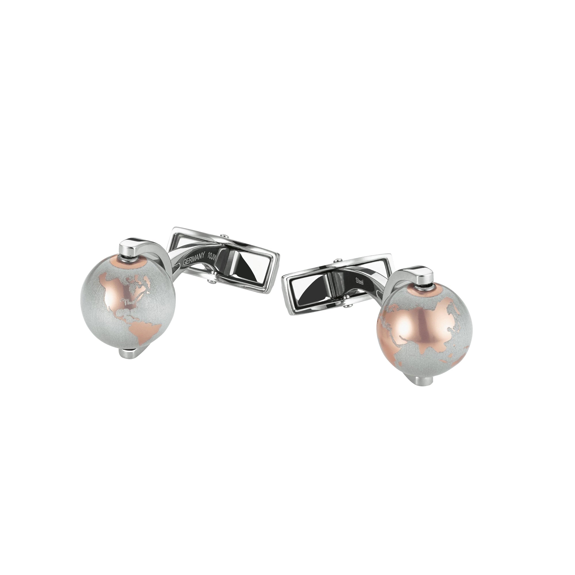 Boutons de manchette Heritage Spirit globes - Gris & Or rose