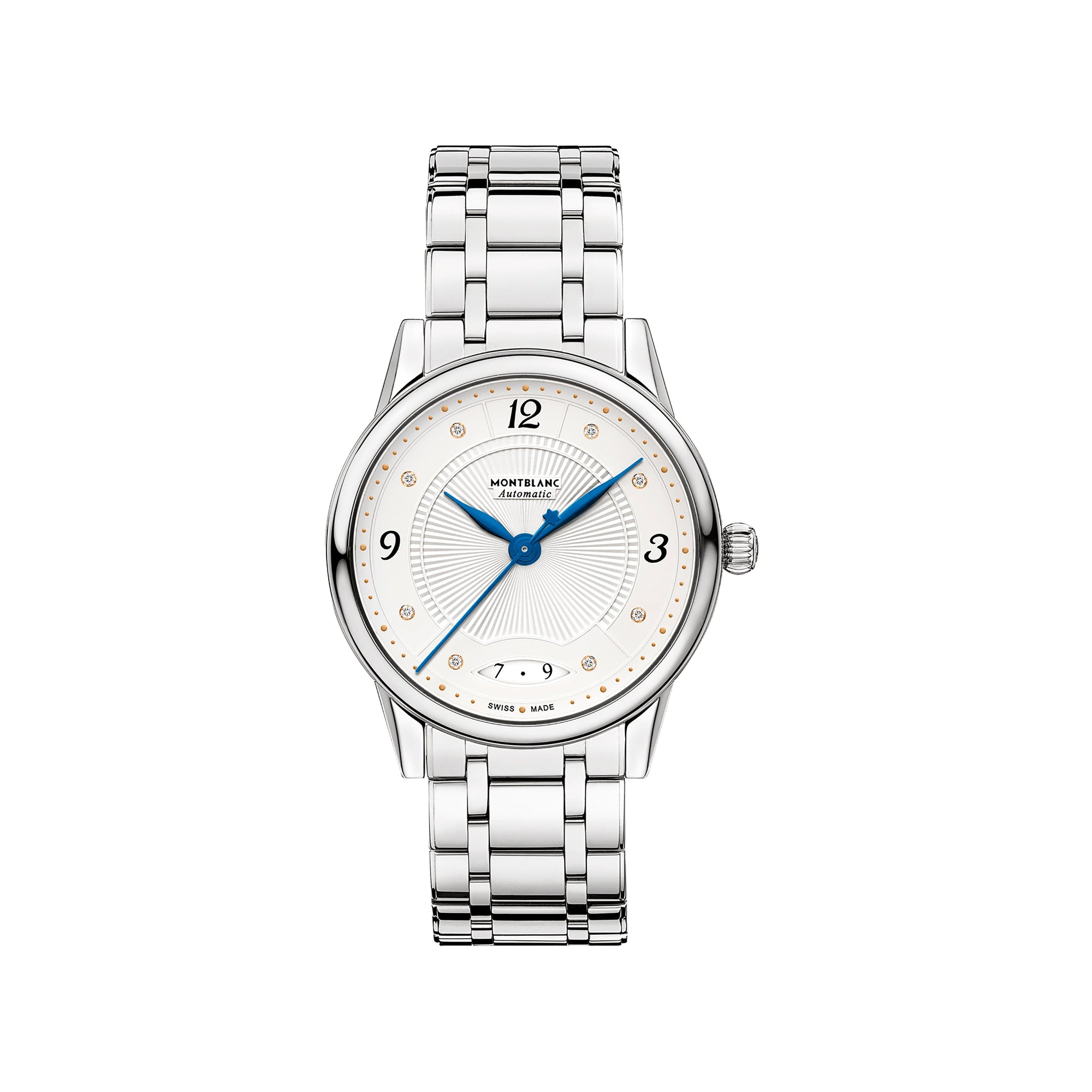 Montre Automatic Bohème Date 34 mm à diamants - Argent & Blanc