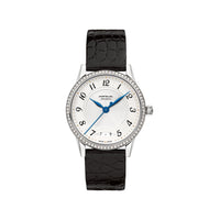 Montre Automatic Bohème Date 34 mm à diamants et alligator - Noir