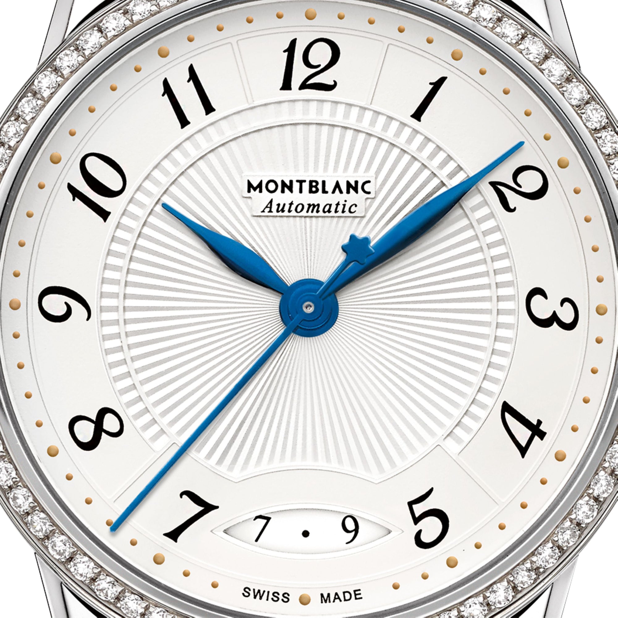 Montre Automatic Bohème Date 34 mm à diamants et alligator - Noir