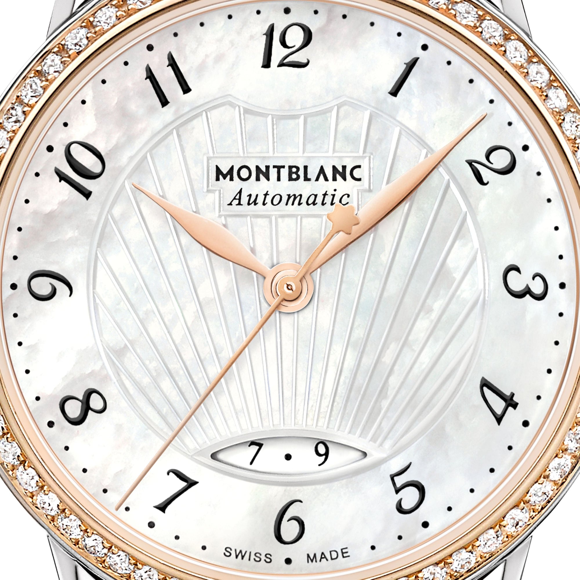 Montre Automatic Bohème Date 28 mm lunette à diamants et or - Noir & Blanc