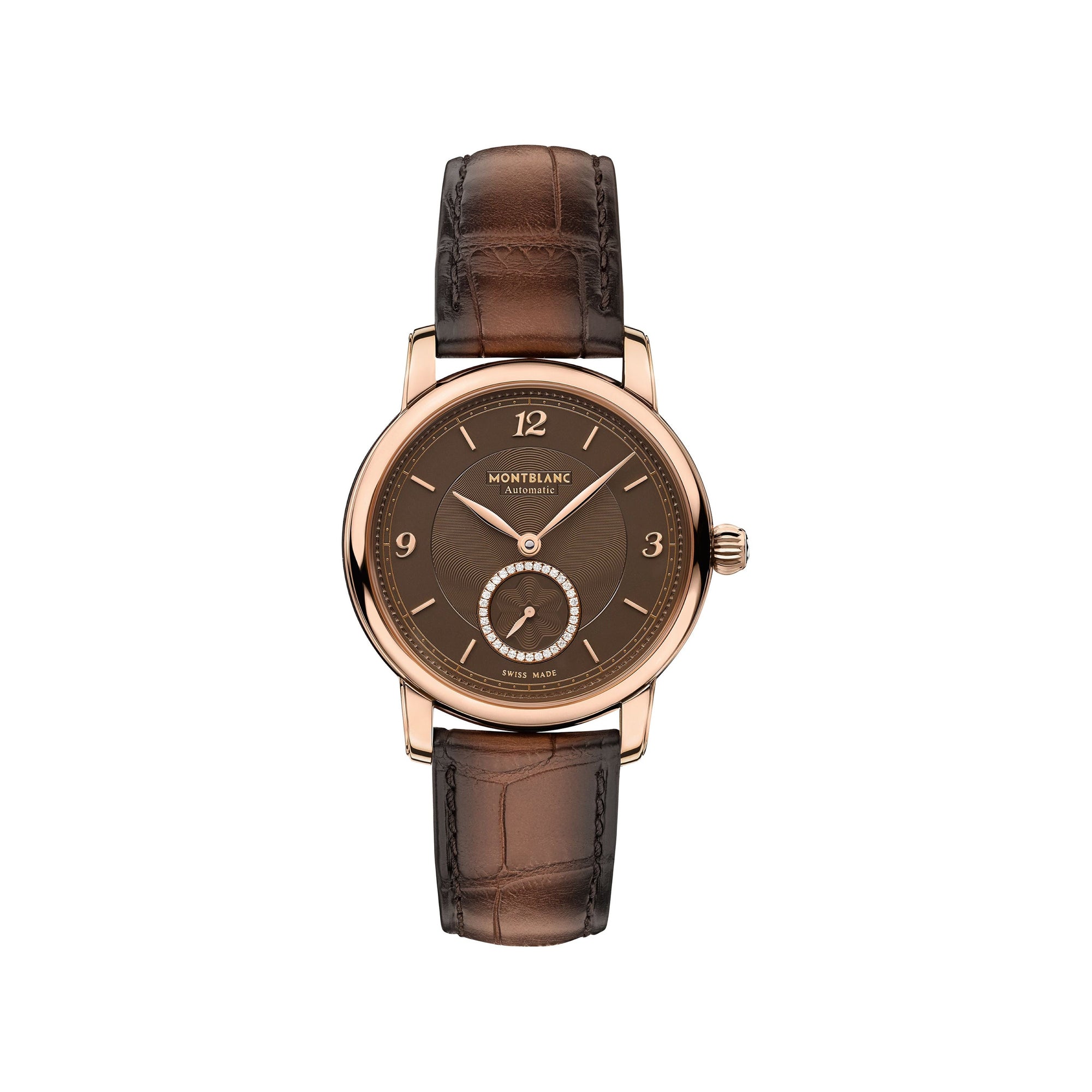 Montre Star Legacy Small Second 36 mm à diamants et or - Marron