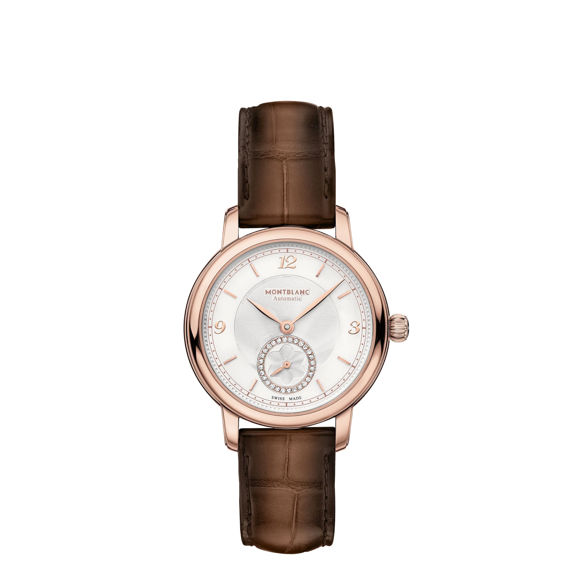 Montre Star Legacy Small Second 32 mm à diamants et or - Marron