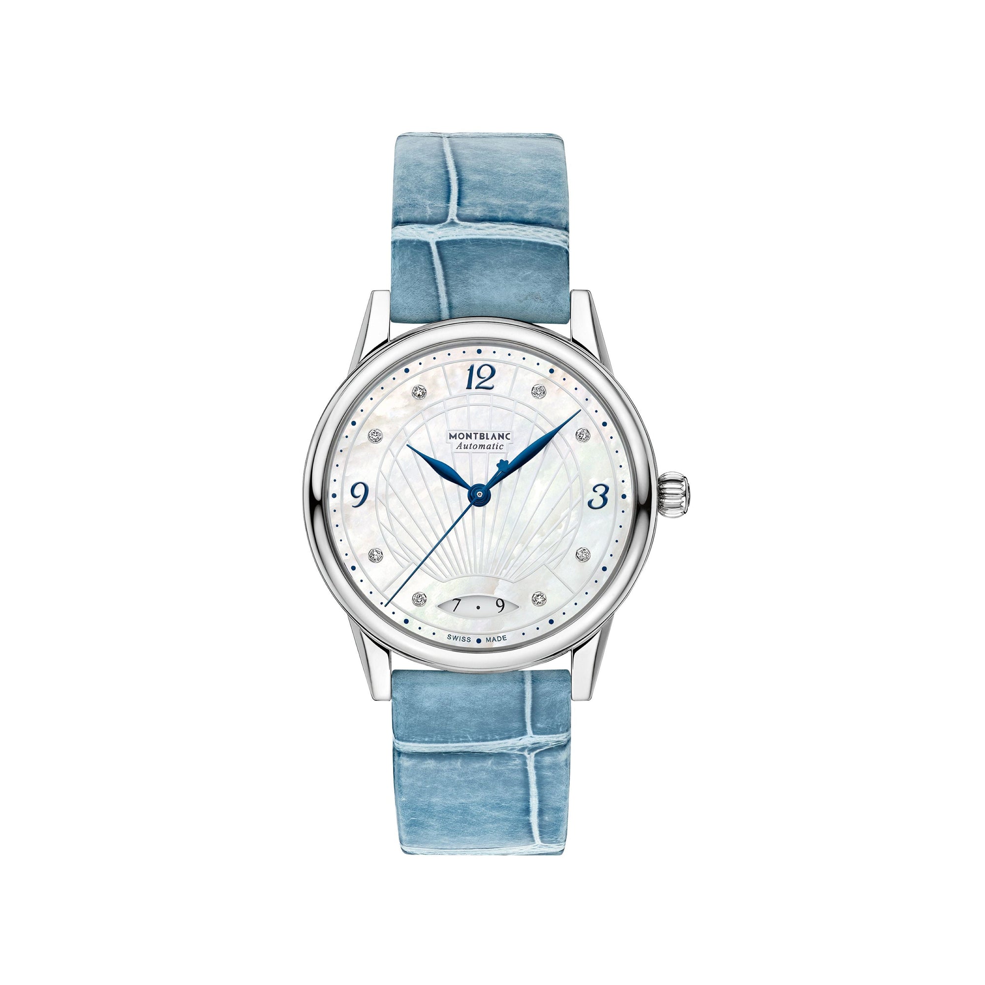 Montre Automatic Bohème Date 34 mm à diamants et alligator - Noir & Or Rose