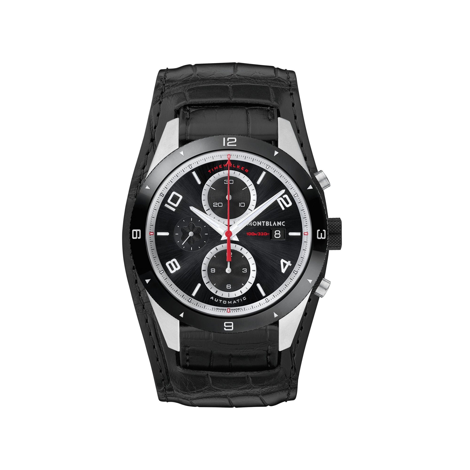 Montre Automatic TimeWalker Chronograph Bund 43 mm en alligator - Noir