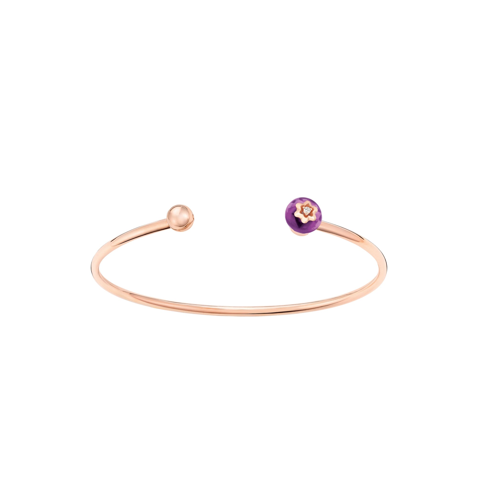 Jonc en or rose 750/1000 avec améthyste et diamant - Or