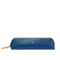 Étui à 2 instruments d'écriture Sartorial zippé sur le dessus - Bleu & Jaune