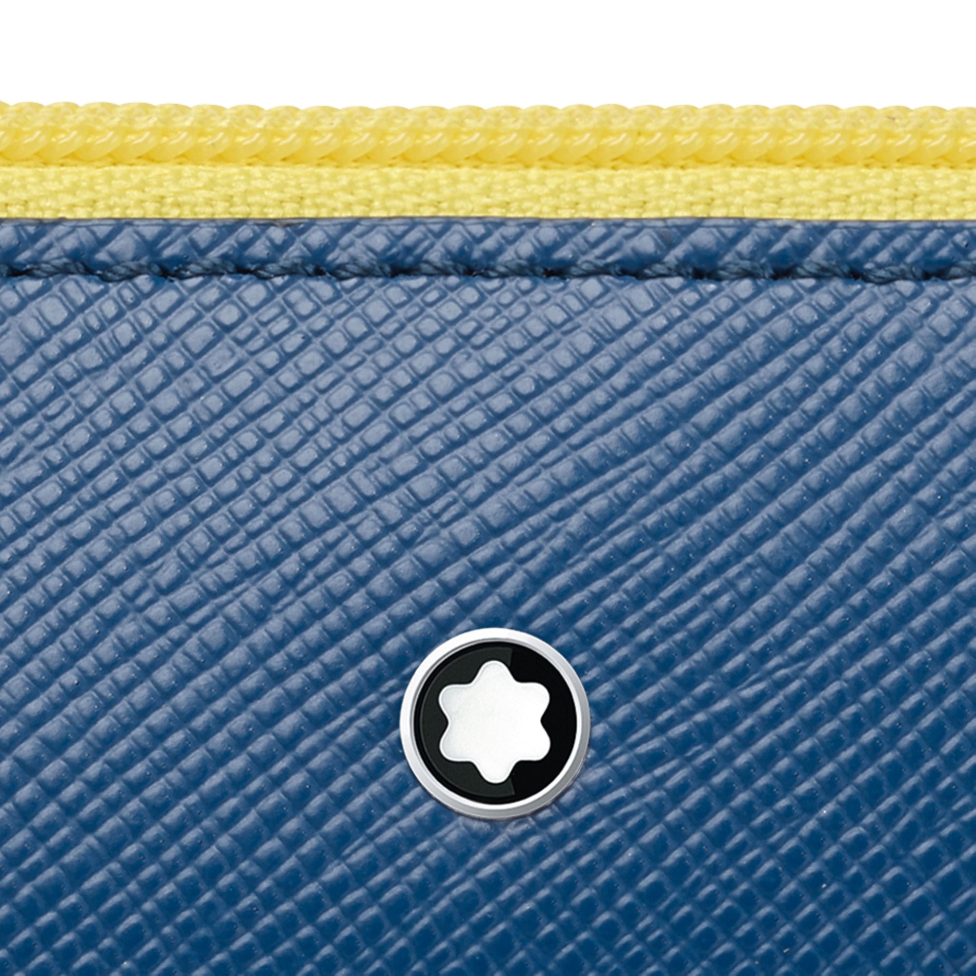 Étui à 2 instruments d'écriture Sartorial zippé sur le dessus - Bleu & Jaune