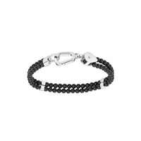 Bracelet double Wrap Me en onyx et acier - Noir