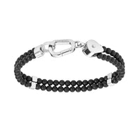 Bracelet double Wrap Me en onyx et acier - Noir