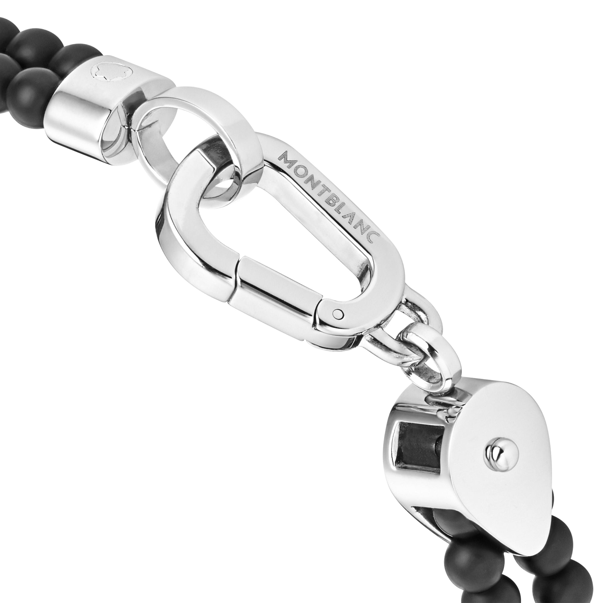 Bracelet double Wrap Me en onyx et acier - Noir