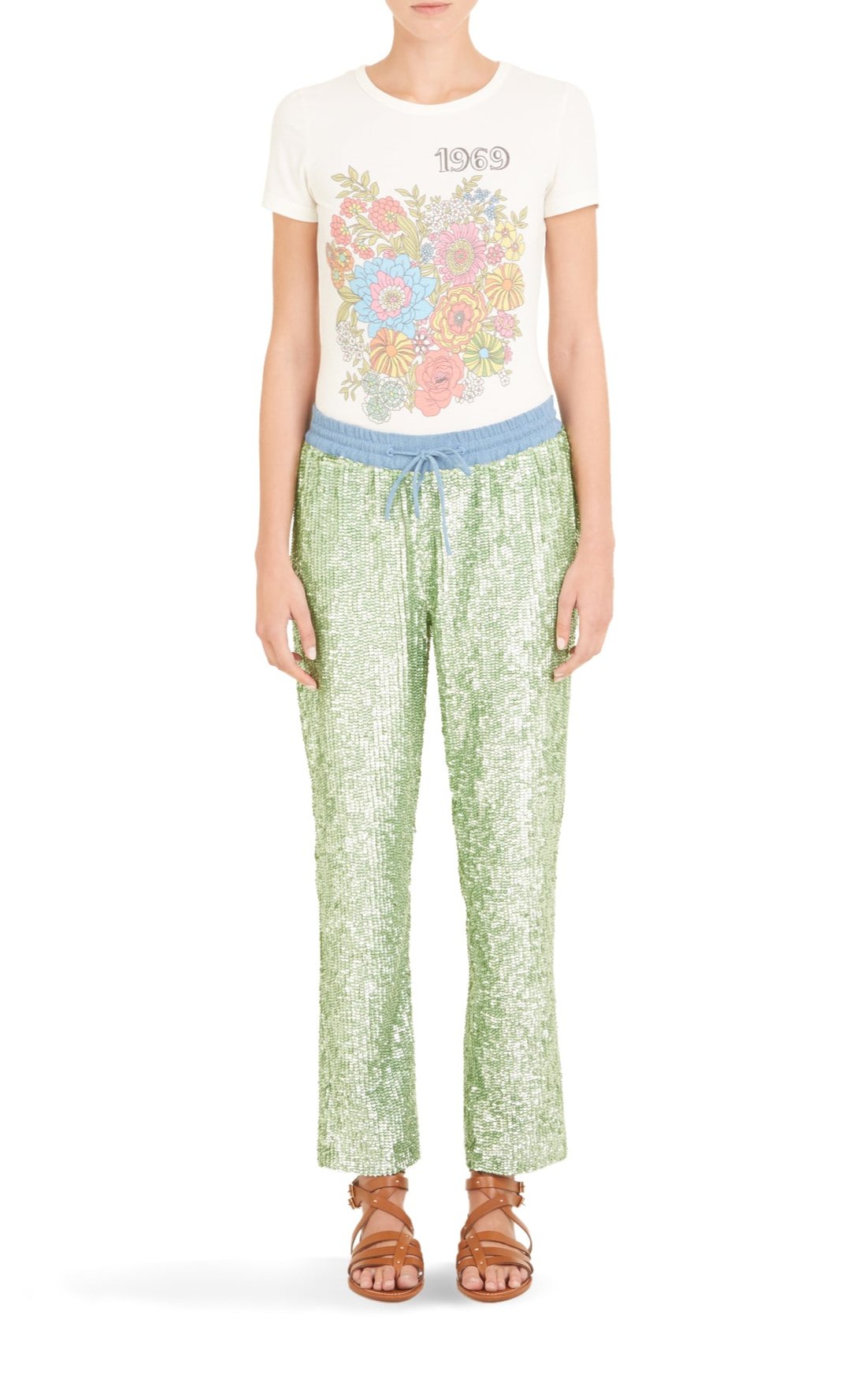 Pantalon à sequins en denim - Vert