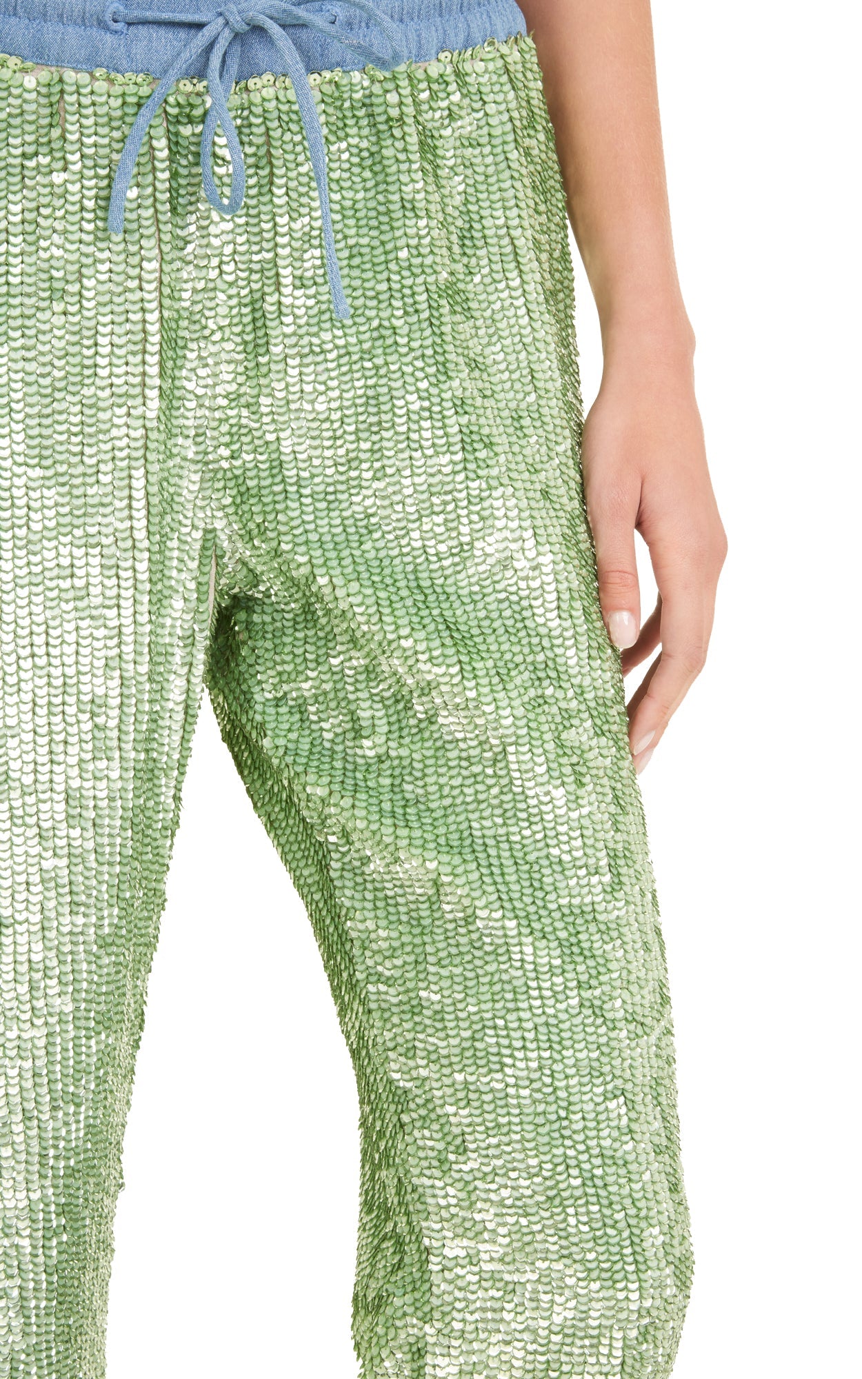 Pantalon à sequins en denim - Vert