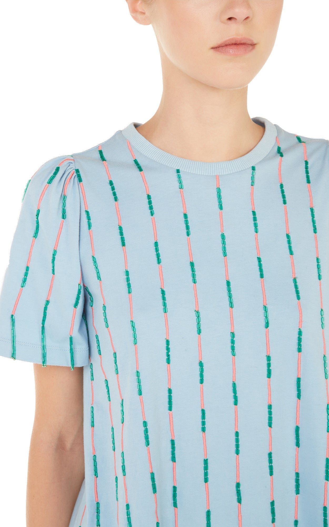T-shirt perlé - Bleu