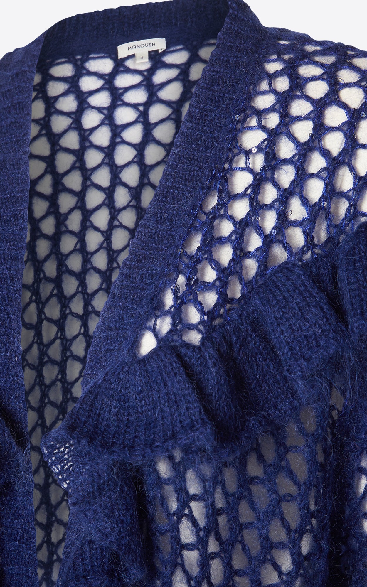 Gilet cosy à carreaux en mohair - Bleu